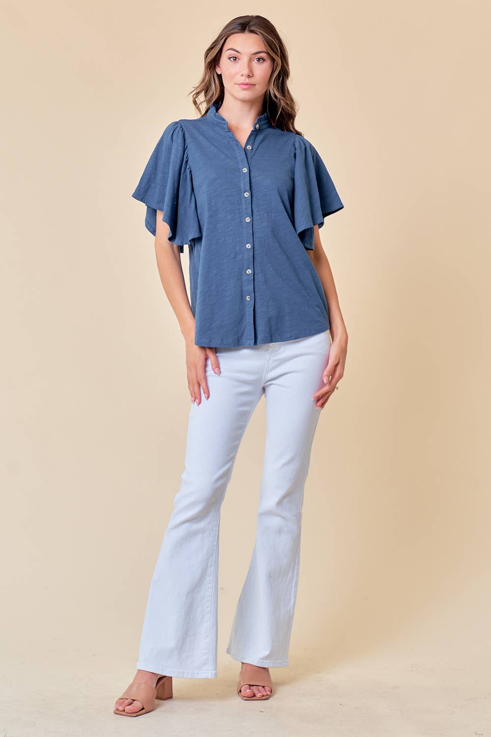 FLUTTER SLEEVE BLOUSE
