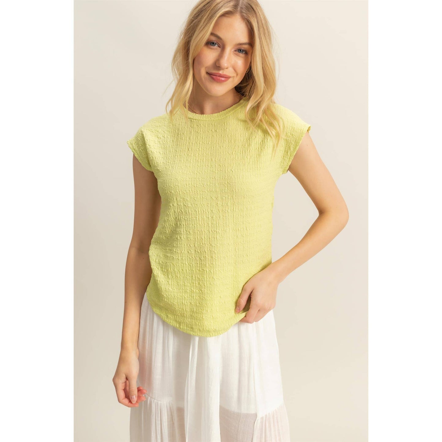 Crew Neck Textured Knit Top