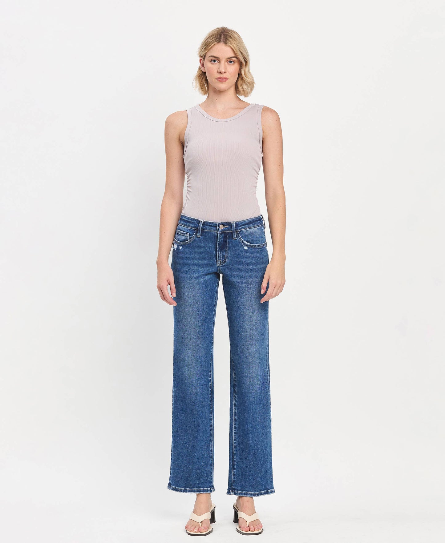 LV1488: MID RISE FULL LENGTH STRAIGHT LEG JEANS