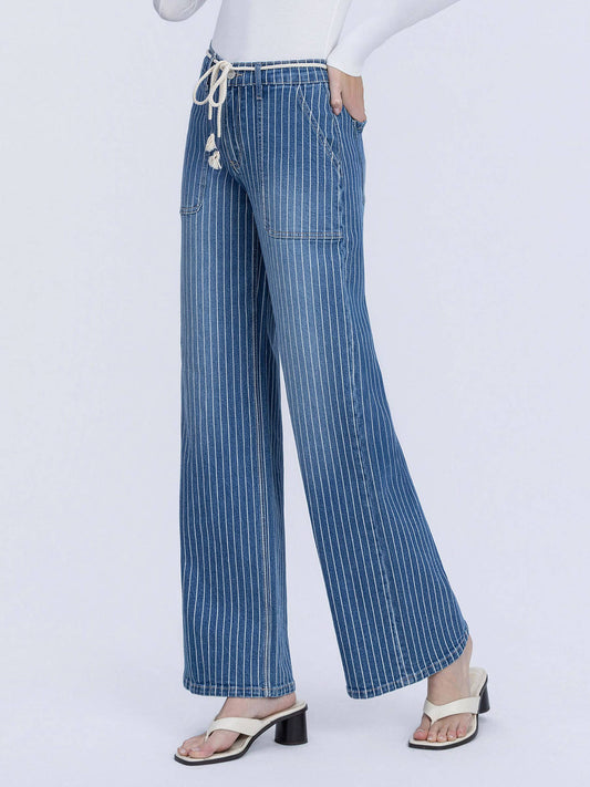 LV Pinstripe Wide Jeans