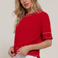 Short Sleeve Red/Wht Sweater