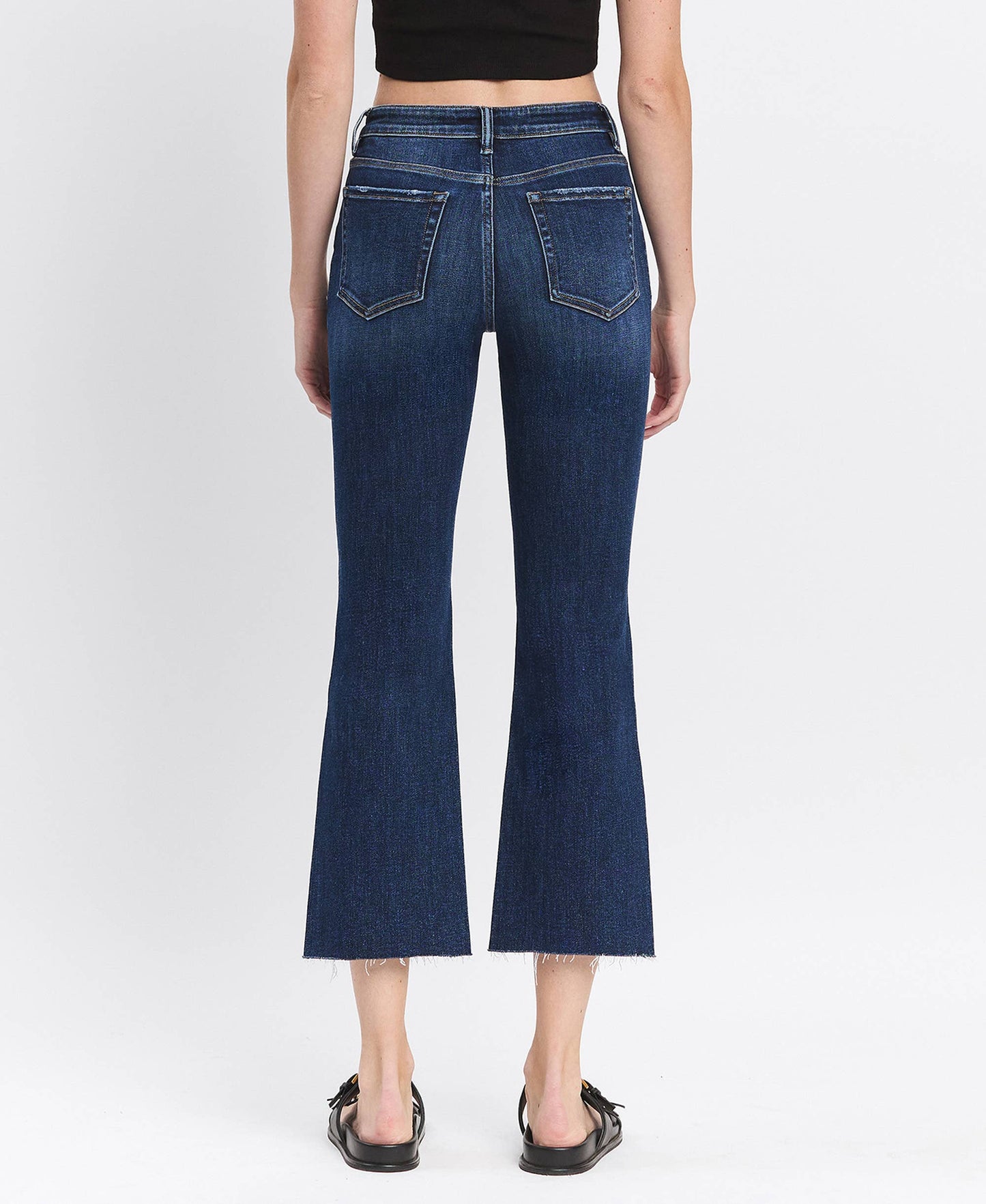 LV1618: HIGH RISE RAW HEM KICK FLARE JEANS