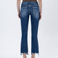 LV1163: MID-RISE DESTROYED HEM CROP KICK FLARE JEANS