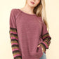 Contrast Striped Sleeve Top