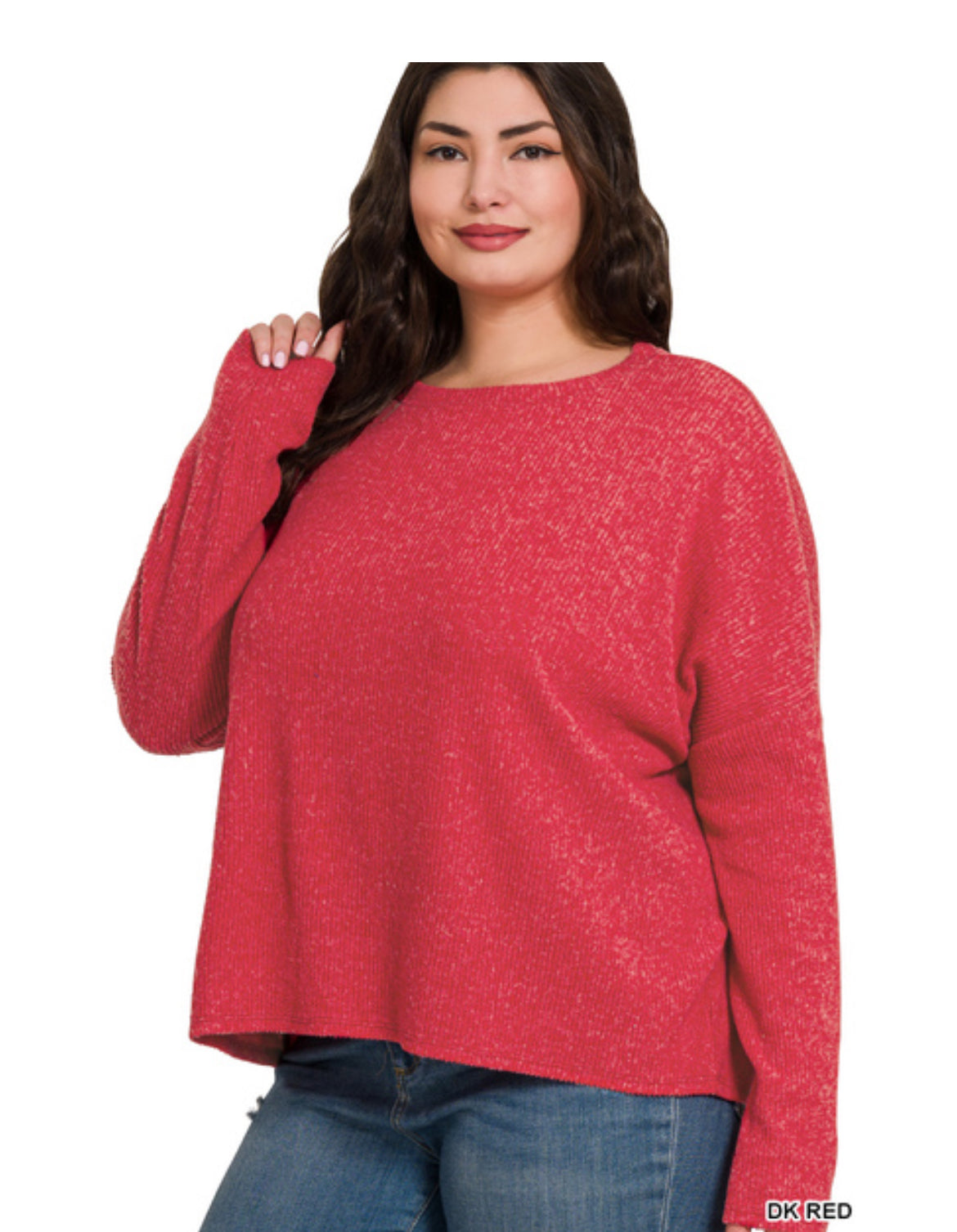 Curvy Ribbed Dolman Top