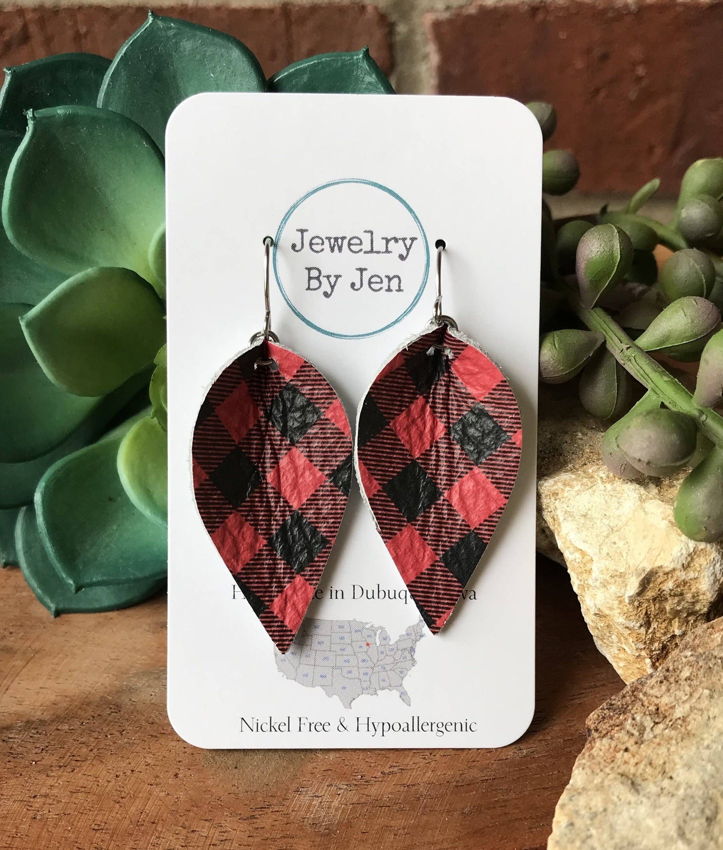 Buffalo Plaid Teardrop Earring