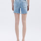 LV1726: HIGH RISE RAW HEM MIDI SHORTS
