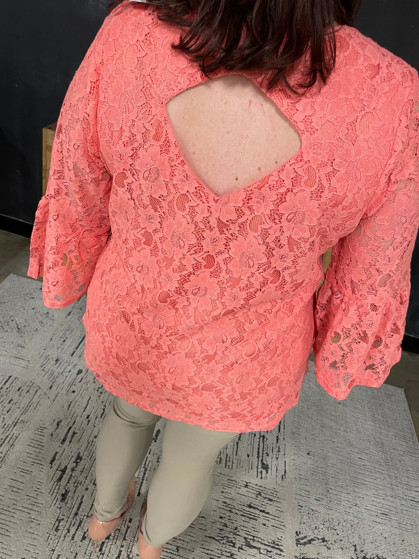 Curvy Coral Lace Top