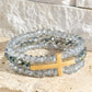 Layered Glass Bead Bracelet with Cross