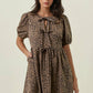 ANIMAL PRINT TIE FRONT DRESS