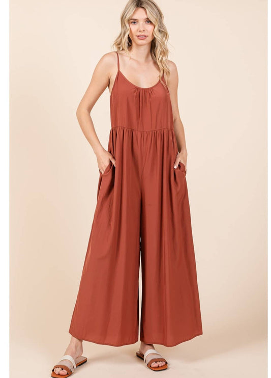 WIDE LEG SCOOP NECK JUMPSUIT