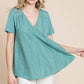 Curvy Short Sleeve V-neck Jacquard Top