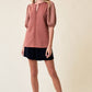 SLIT NECK PUFF SLEEVE TOP