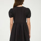 FRONT TIE PUFF SLEEVE BABYDOLL DRESS