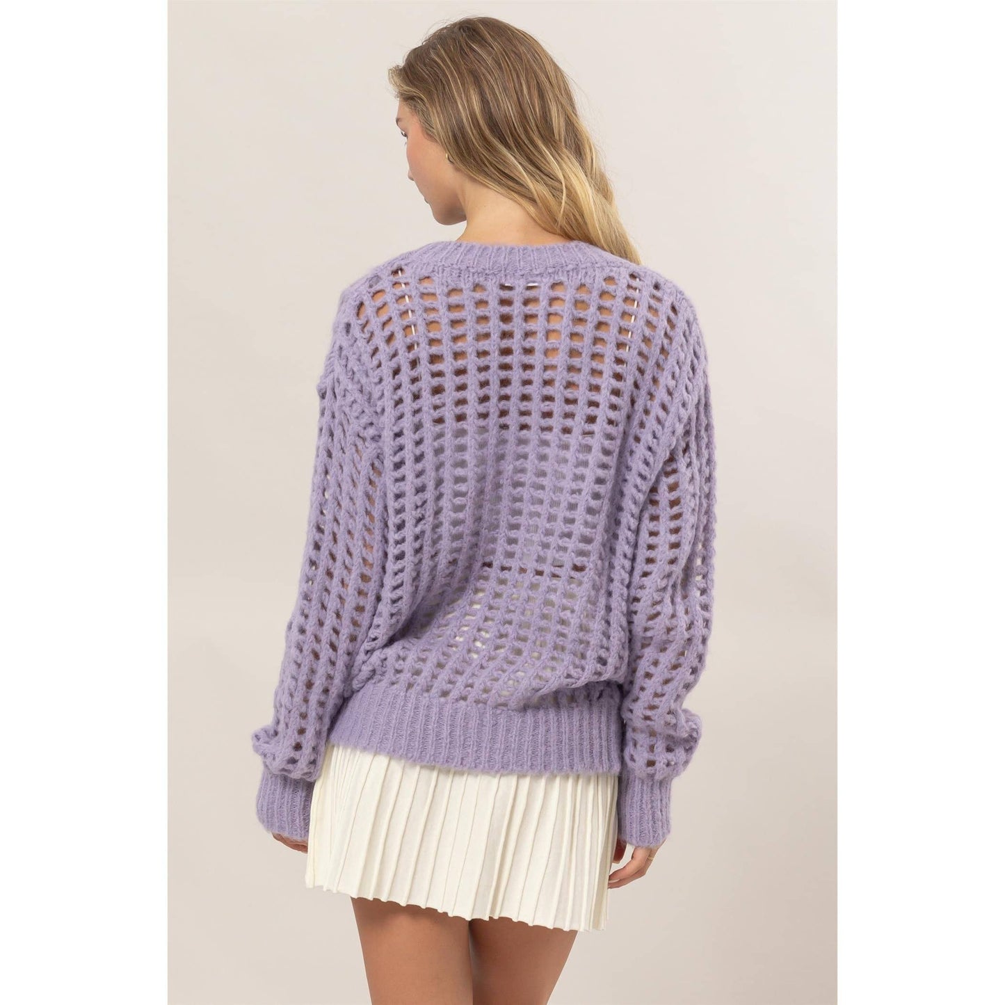 Open Stitch Lavender Sweater