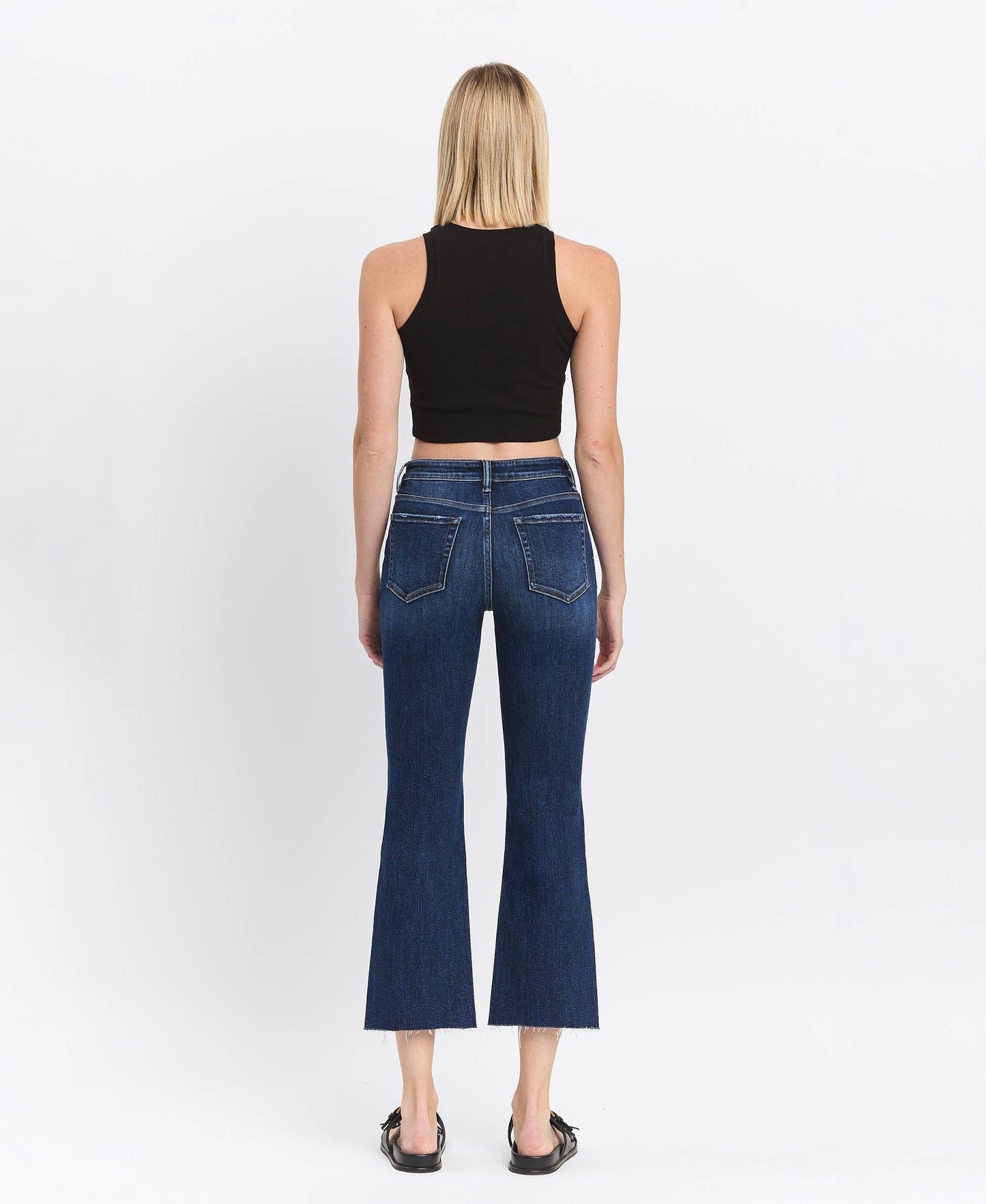 LV1618: HIGH RISE RAW HEM KICK FLARE JEANS