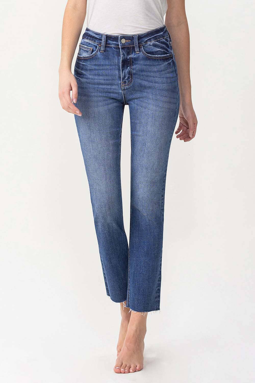 LV 1028:HIGH RISE SLIM STRAIGHT JEANS