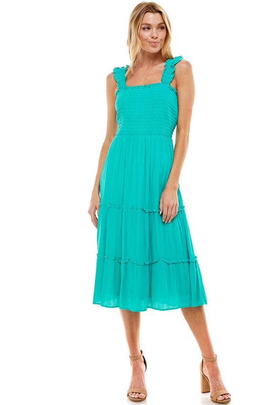 SMOCKED TOP RUFFLE DRESS