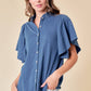 FLUTTER SLEEVE BLOUSE