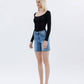 LV1659: HI-RISE RAW HEM BERM SHORTS
