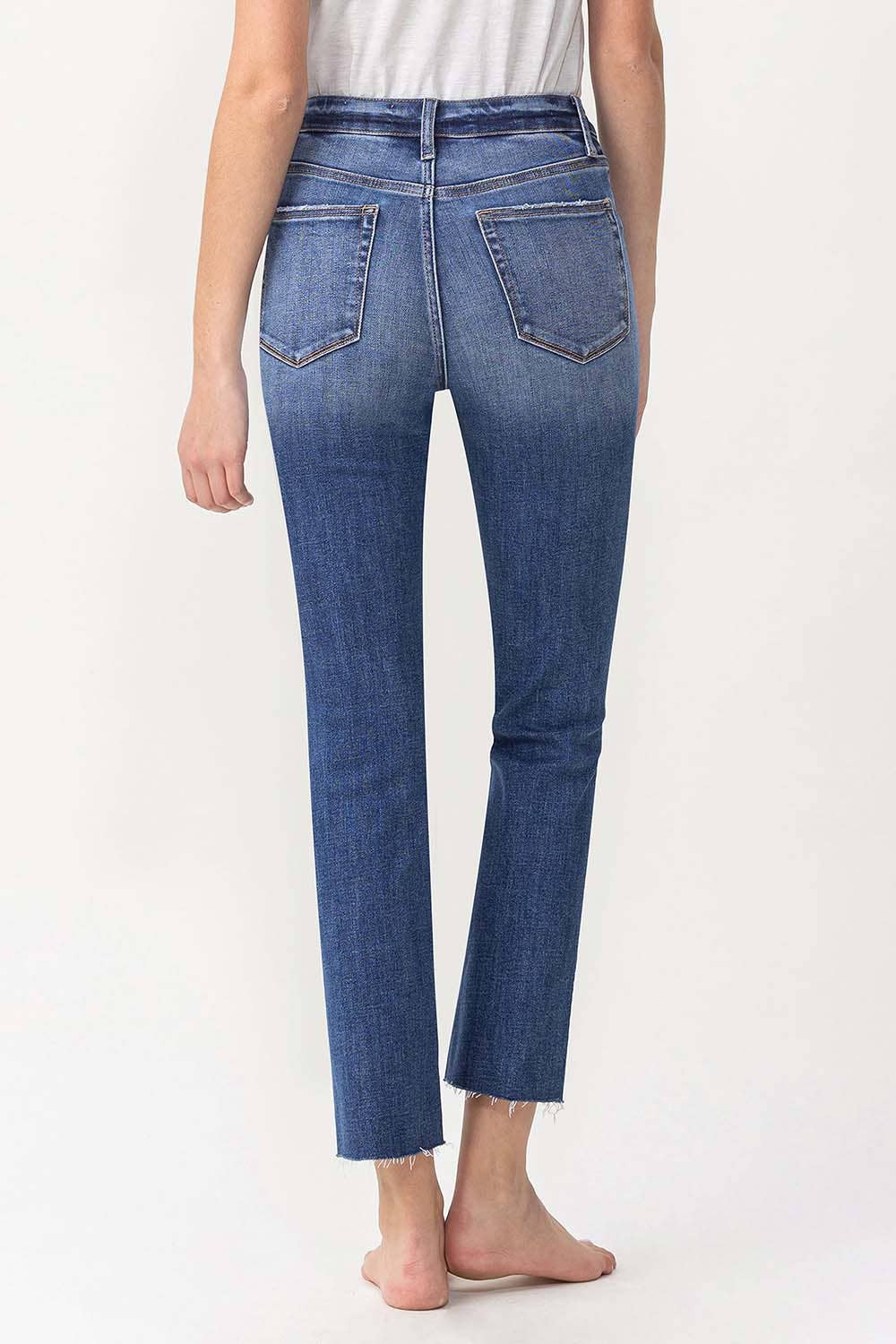 LV 1028:HIGH RISE SLIM STRAIGHT JEANS