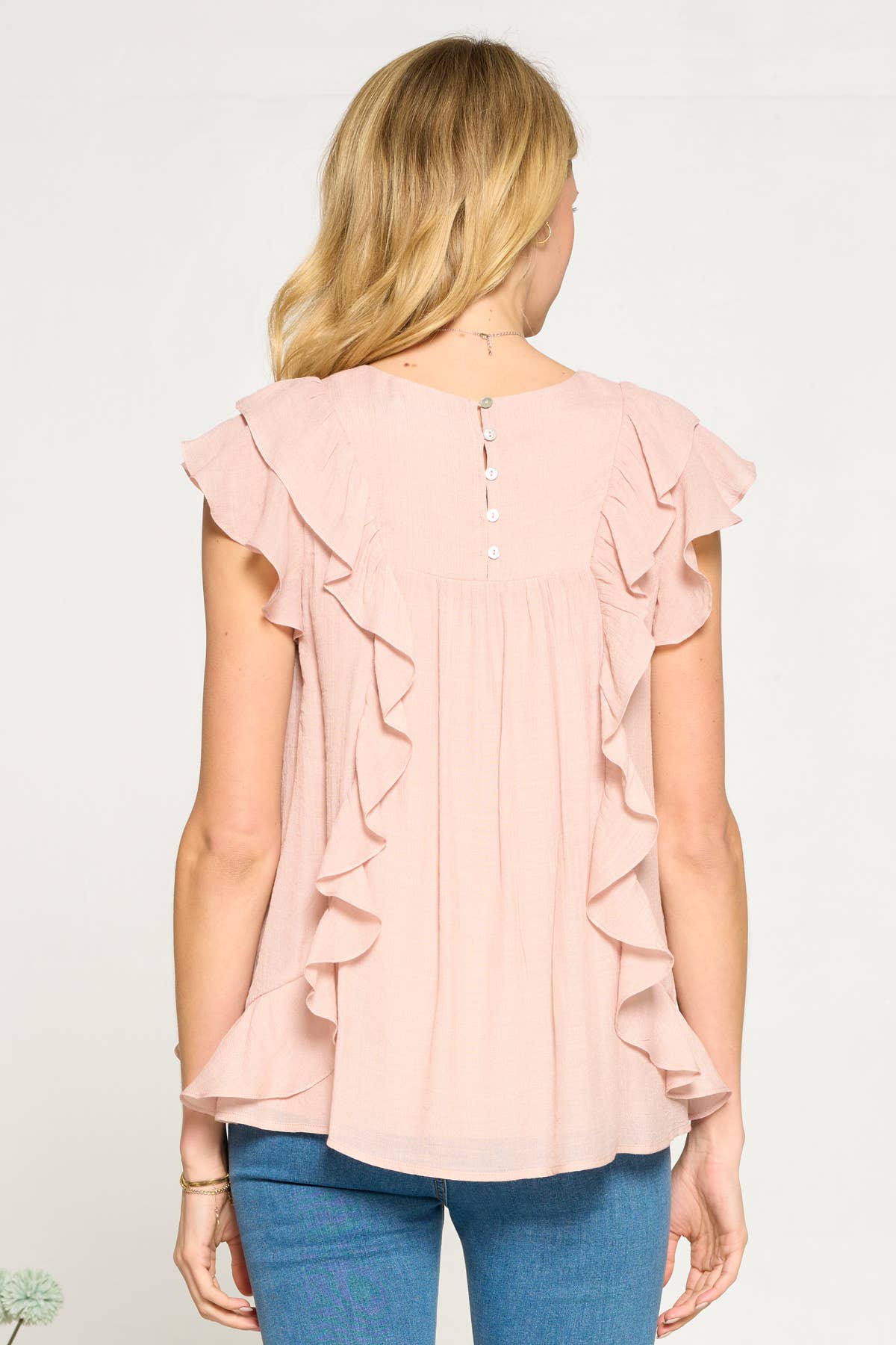 Pink Ruffle Blouse