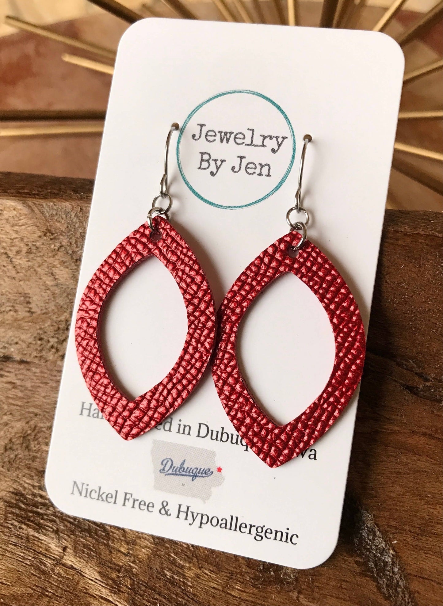 Hollow Ruby Red earrings