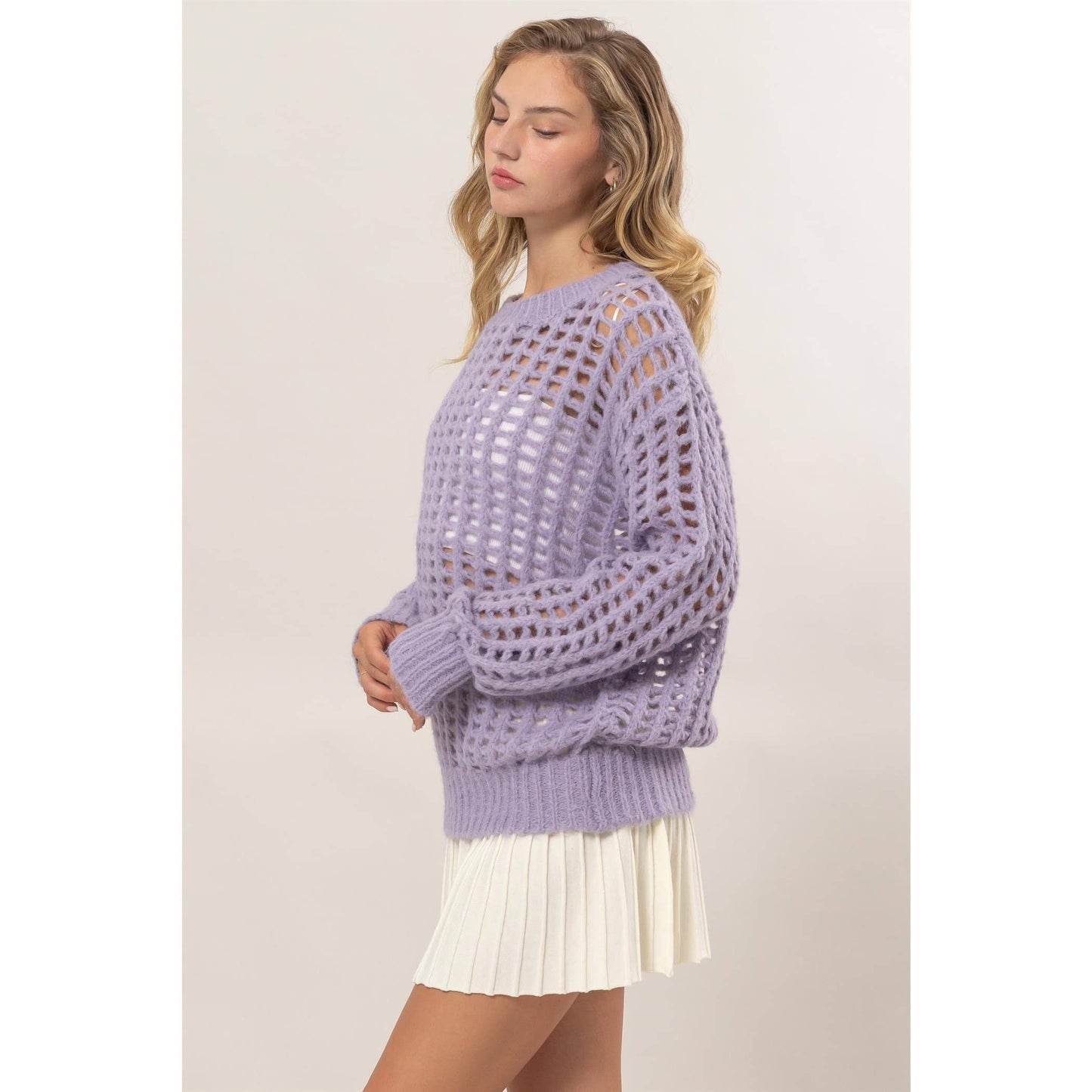 Open Stitch Lavender Sweater