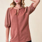 SLIT NECK PUFF SLEEVE TOP
