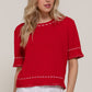 Short Sleeve Red/Wht Sweater
