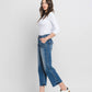 LV1355: HIGH RISE CROP UTILITY POCKET STRAIGHT JEANS