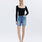 LV1659: HI-RISE RAW HEM BERM SHORTS
