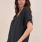 Curvy Ribbed Knit V-neck Top