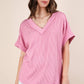 Curvy Ribbed Knit V-neck Top
