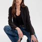 BLACK NOTCH COLLAR LONG LINE BLAZER