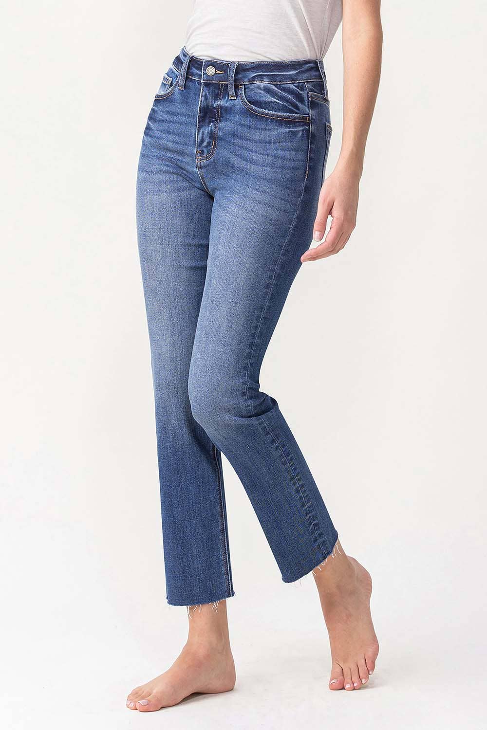 LV 1028:HIGH RISE SLIM STRAIGHT JEANS