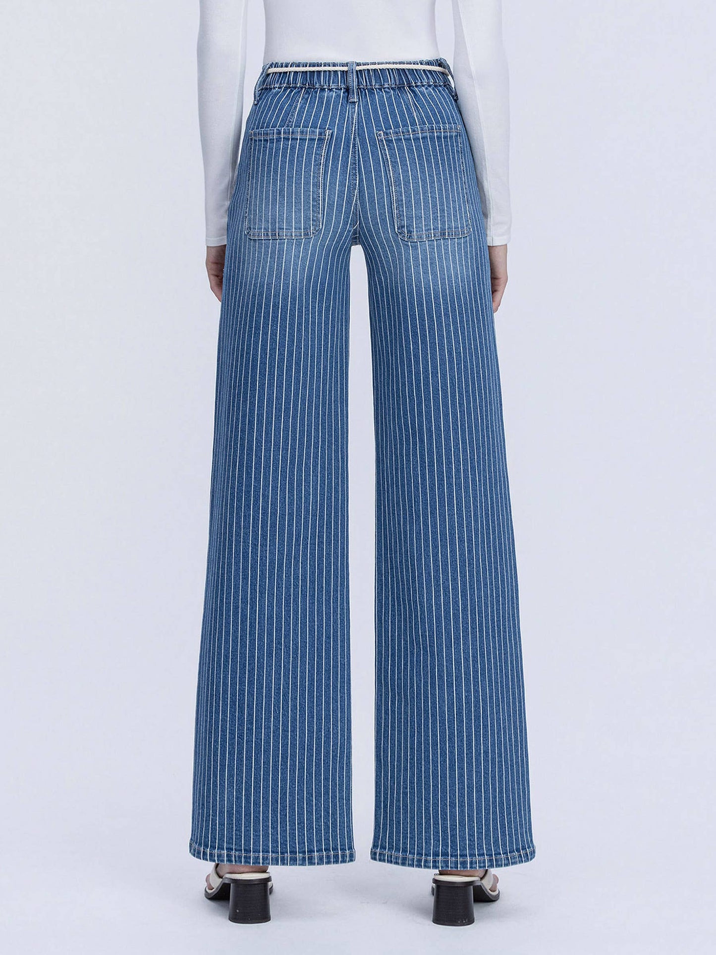 LV Pinstripe Wide Jeans