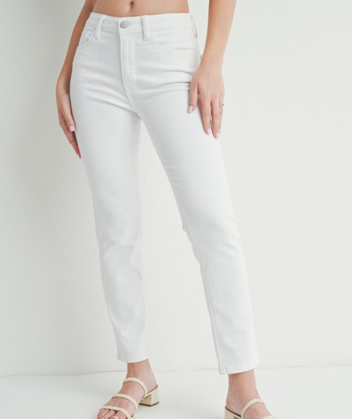 White Denim Mid-Rise Jeans
