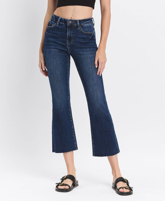 LV1618: HIGH RISE RAW HEM KICK FLARE JEANS