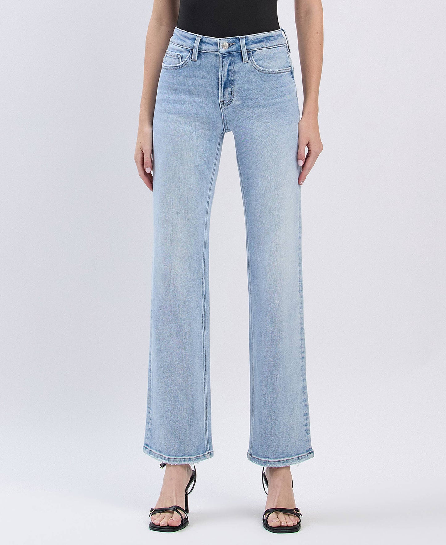 LV1681:HIGH RISE SLIM WIDE LEG JEANS