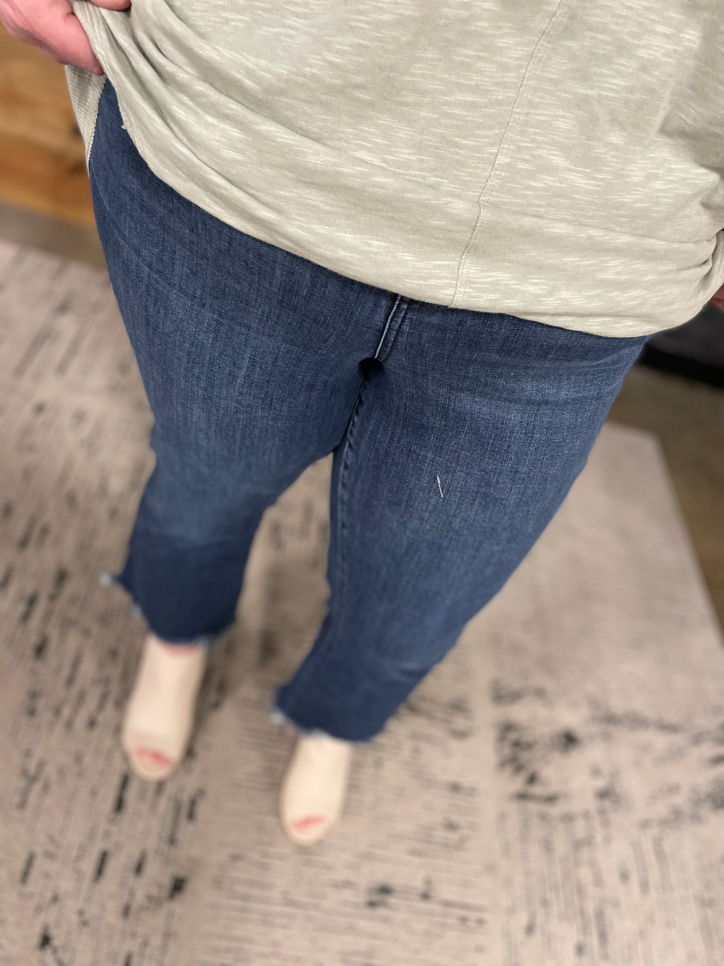 Cora CURVY Jeans Demi Boot with Shark Bite Hem