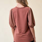SLIT NECK PUFF SLEEVE TOP
