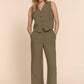 Straight Woven Linen Effect Pants