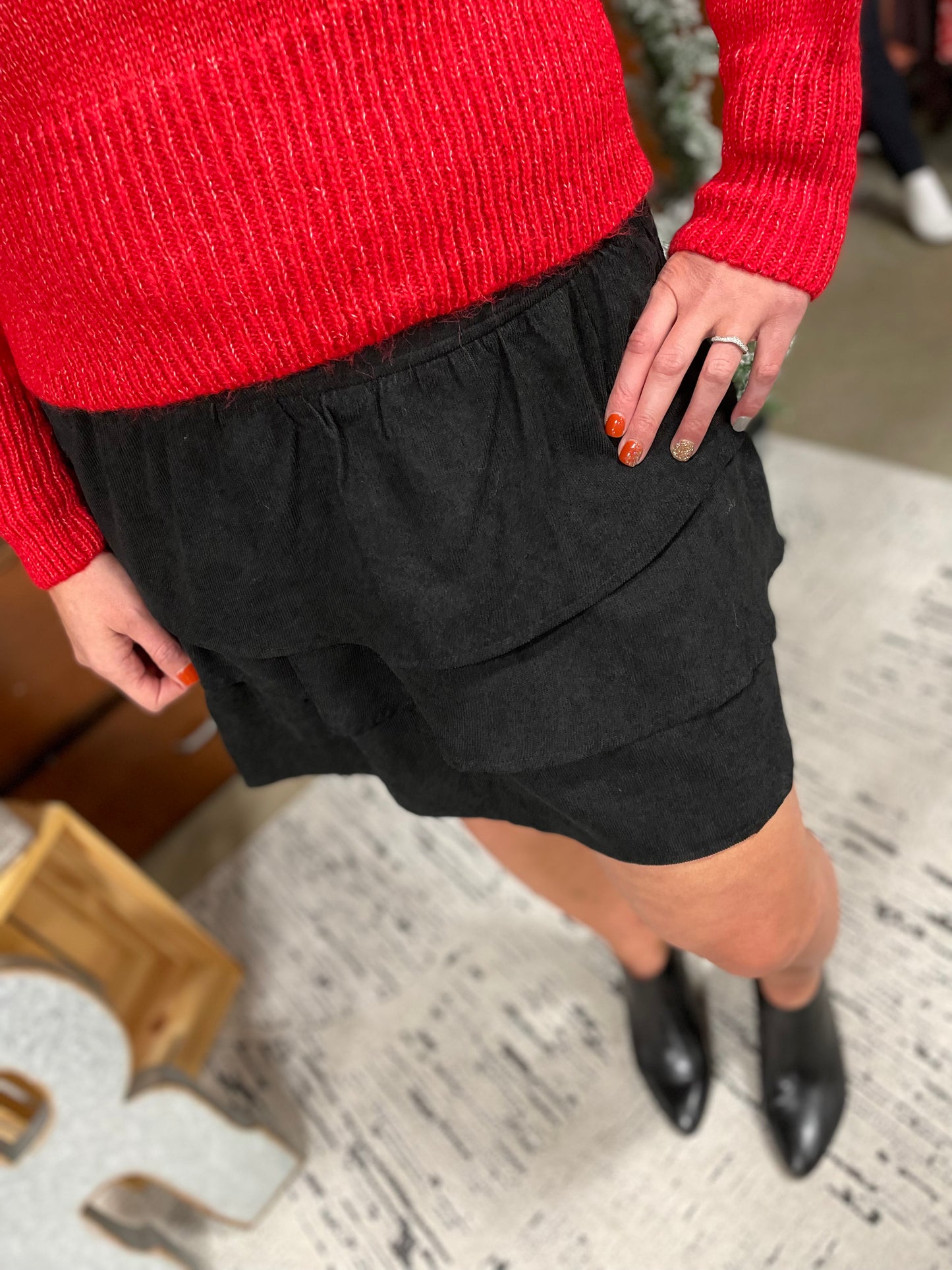 Corduroy Ruffle Mini Skirt
