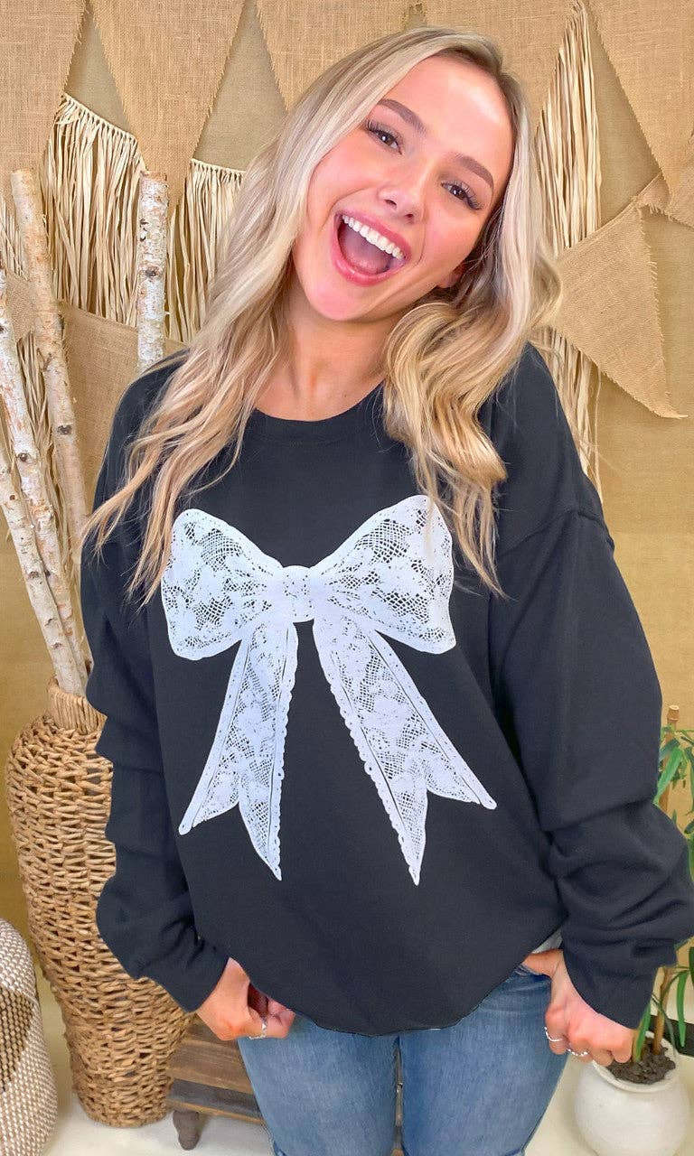 Lace Bow Sweatshirt