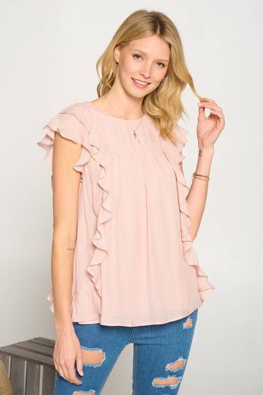 Pink Ruffle Blouse