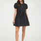 FRONT TIE PUFF SLEEVE BABYDOLL DRESS
