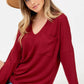 Deep V-neck Waffle Top