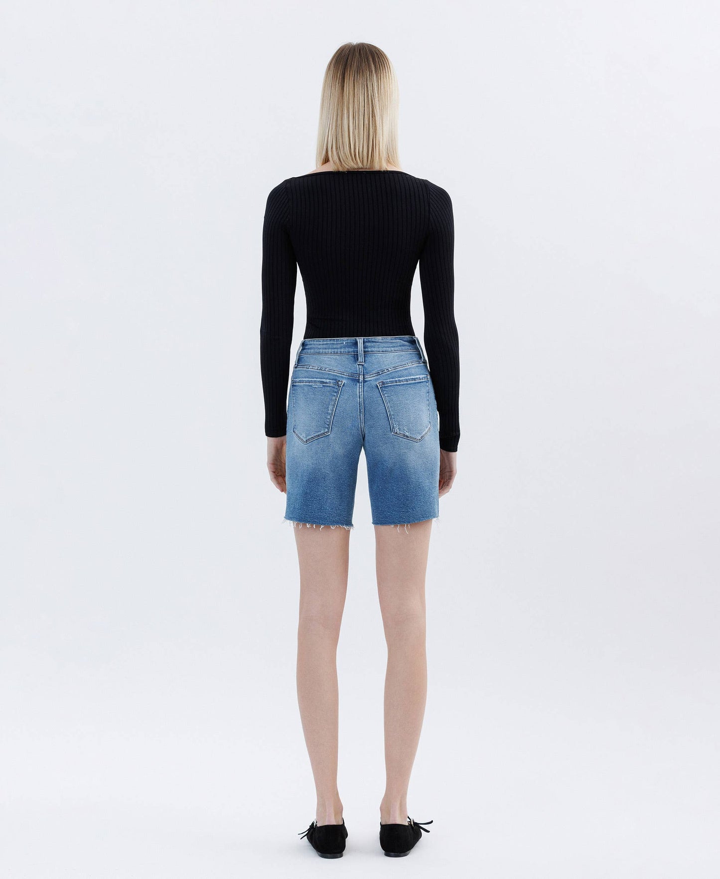 LV1659: HI-RISE RAW HEM BERM SHORTS