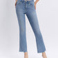 LV1709: HIGH RISE RAW HEM KICK FLARE JEANS